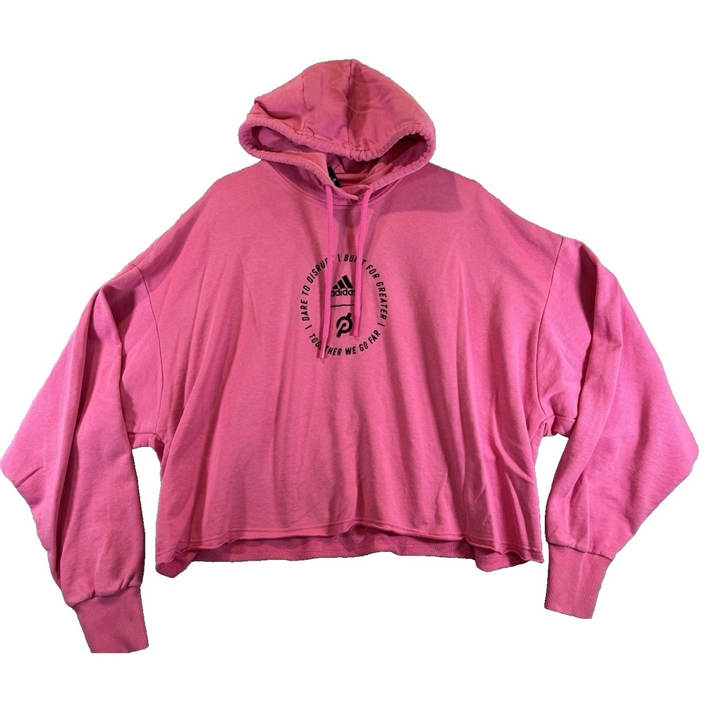 ADIDAS X PELOTON Colab Pink Crop Hoodie Sweatshirt Womens 2XL Oversized